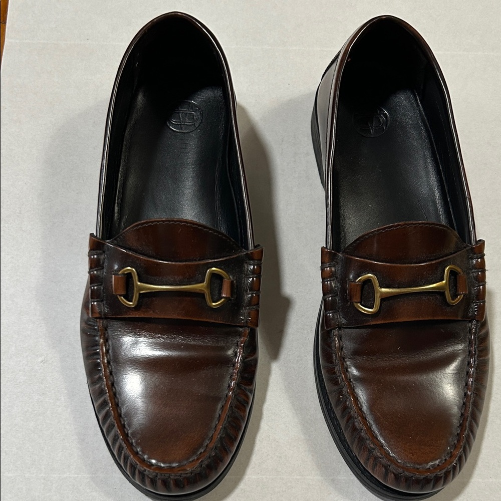 Massimo Dutti Brown Leather Horsebit Loafers
